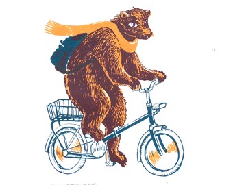 Radbär - Limited edition, handmade silkscreen print