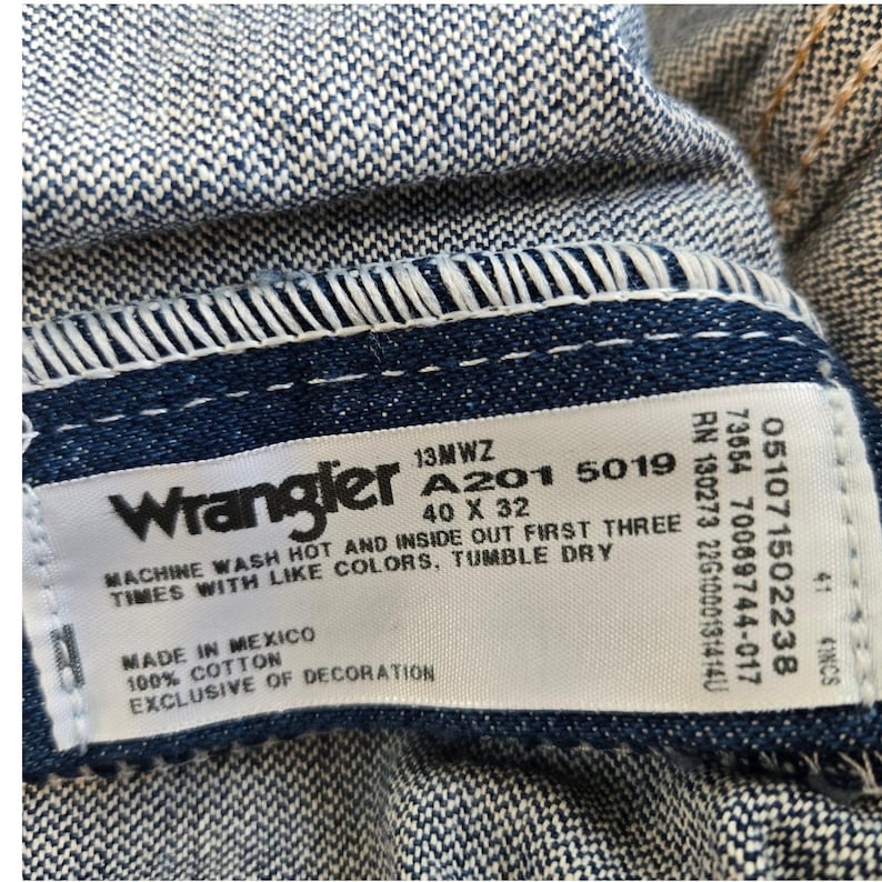 Wrangler Cowboy Cut Original Fit Mens 40x32 Blue Jeans Broken Twill Heavy 13MWZ image 2