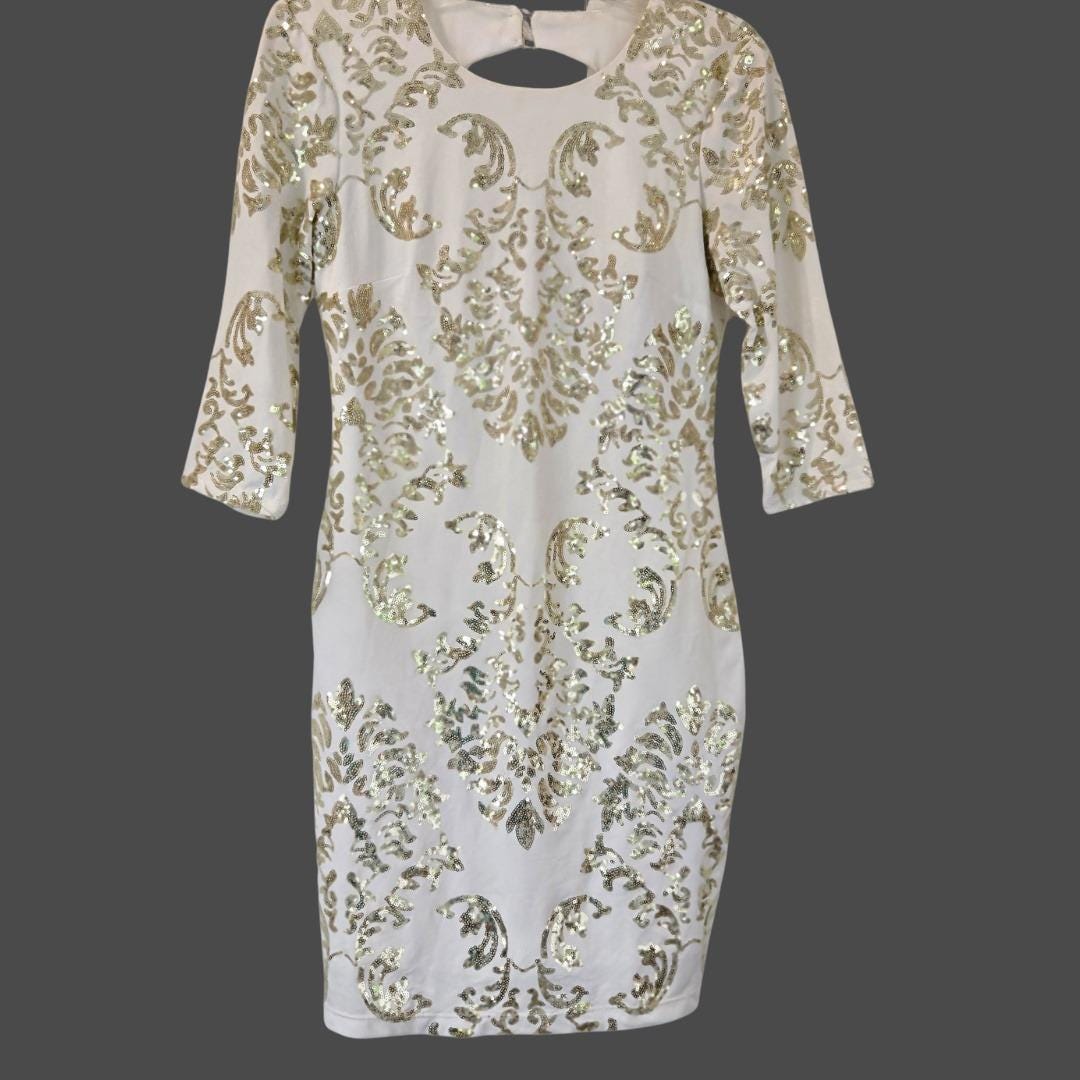 green emerald velvet dress Soleil Shimmering Flutter Sleeve Party Dress Design Claire Pettibone Ivory/Silver / 2 / Mini