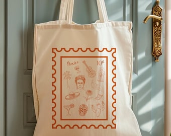 Mexico Stamp Tote Bag, Mexico Bachelorette Favors, Bridesmaids Gifts, Wedding Welcome Bag, Mexico Vacation Tote, Destination Wedding Tote