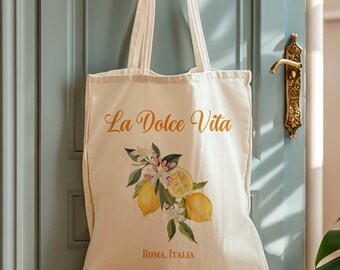 Rome Italy Destination Wedding Welcome Tote, Italian Destination Wedding Gift Bag, Bachelorette Party Favors, La Dolce Vita Travel Tote