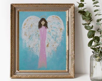 Angel Print, Abstract Angel Art Print, Guardian Angel, Spiritual Gift, Angel Gift, Angel Poster, Nursery Decor, Gift For Mom, Angel Decor