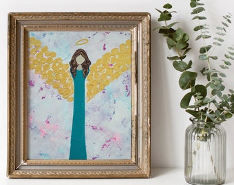 Angel Art Print, Abstract Angel, Guardian Angel, Angel Gift, Angel Poster, Nursery Decor, Gift For Mom