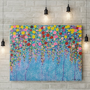Bright Flower Art, Abstract Floral Painting 16x20, Impressionist Contemporary Colorful Flower Wall Art, Floral Theme, Multicolor Wall Art