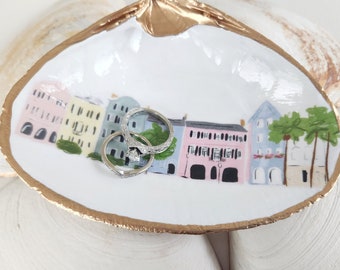 Charleston Clam Shell Ring Dish, Rainbow Row, South Carolina Gifts, Trinket Dish, Charleston Wedding, Bridesmaid Gifts, Gift For Bride