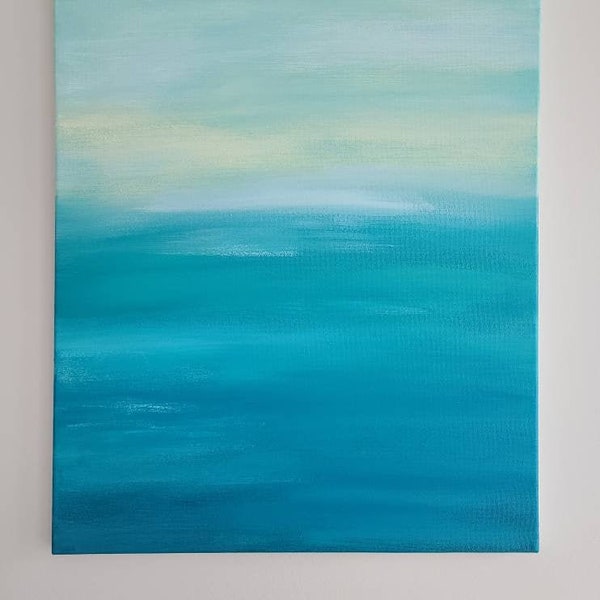 Blue Abstract Art, Coastal Wall Art, Soothing Coastal Home Decor, Beach House Gift, Blue Minimalist Painting, Ocean Blue Canvas Artwork