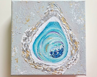 Mini Oyster Painting, Oyster Shell Art, Nautical Themed, Abstract Oyster, Coastal Home Accents, Southern Decor, Beach House Decor