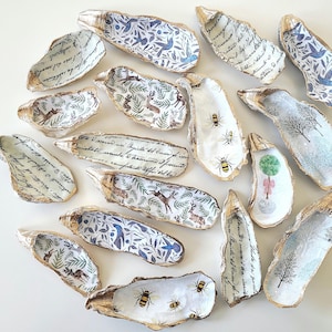 Small Oyster Shell Ring Dish, TINY Ring Dish, Bridal Shower Hostess Gift, Beach Wedding Favor, Beachy Favors, Unique Baby Shower Gifts