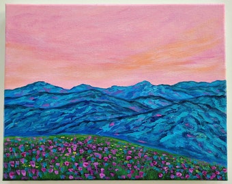 Blue Ridge Mountains Art, Asheville North Carolina, Colorful Landscape Painting, Abstract Mountains, Original Mountain Art, Colorful Artwork