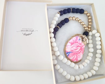 Lilly Inspired Oyster Shell Necklace, Coastal Jewelry, Statement Necklace, Coastal Chic, Preppy Style, Unique Gift for Her, Nautical Style