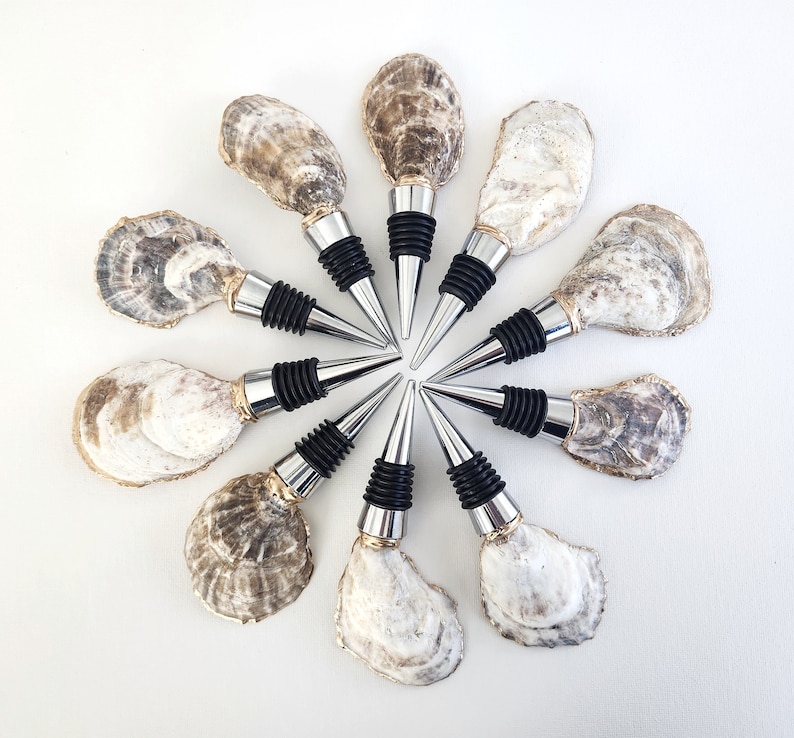 Oyster Shell Wine Bottle Stopper, Unique Hostess Gifts, Beach Themed Wedding Gift, Bridesmaid Gifts, Housewarming Gift, Beach Decor, Favors image 13