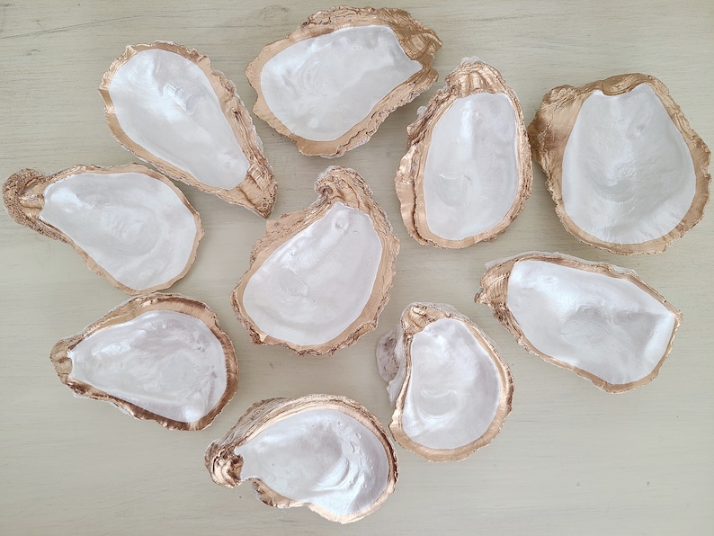 Pearl White Oyster Shell Ring Dish, Beachy Wedding Favors, Gifts for Bride, Small Coastal Trinket Dish, Nautical Flat Lay Props image 5