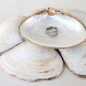 Shell Ring Dish, Coastal Bachelorette Gifts, Beachy Wedding Favors, Unique Gifts for Bride, Small Trinket Dish, Nautical Flat Lay Props