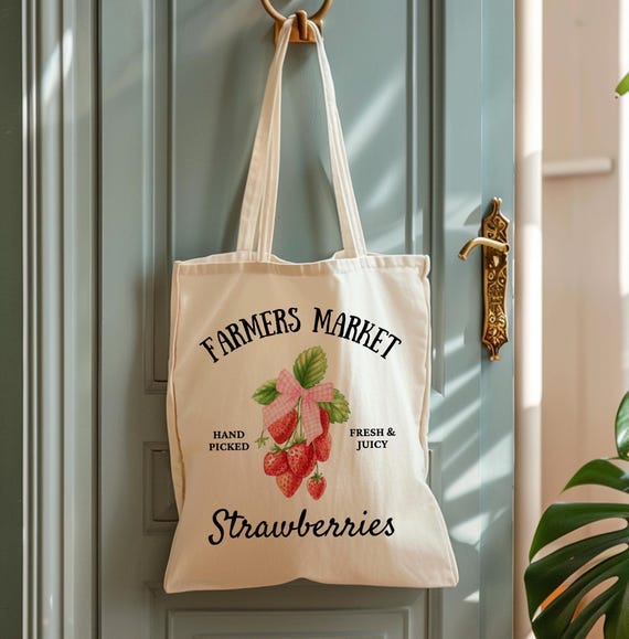 Strawberry Tote Bag Strawberry Lover Gift Spring Tote Shopper