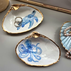 Nautical Ring Dish, Shell Jewelry Dish, Beach Wedding Favors, Bridal Party Favors, Coastal Bridesmaids Gifts, Baby Shower Gift