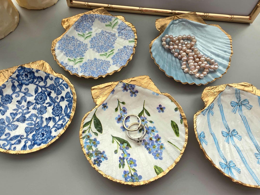 Scallop Shell Ring Dish, Jewelry Tray, Coastal Bachelorette Favors ...
