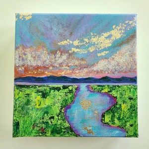 Abstract Marsh Print On Paper Or Canvas, Lake View Maren