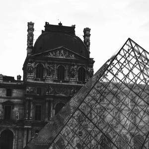 Paris Art Prints, Louvre Print,  Paris Wall Art, Black And White Paris Print, Travel Poster, Neutral Prints, Paris Photography, French Decor