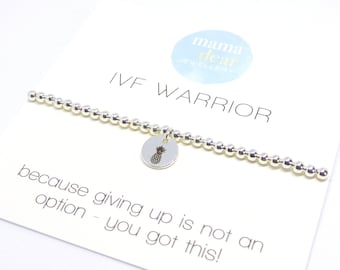 IVF Warrior Silver Bracelet - pineapple fertility symbol to support IVF, TTC gift, mum to be present