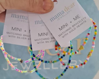 Pulseras a juego Mini y yo: juego de pulseras para mamá y yo, madre e hija, hermanamiento de madre e hijo. Regalo del Día de la Madre. Relleno de medias