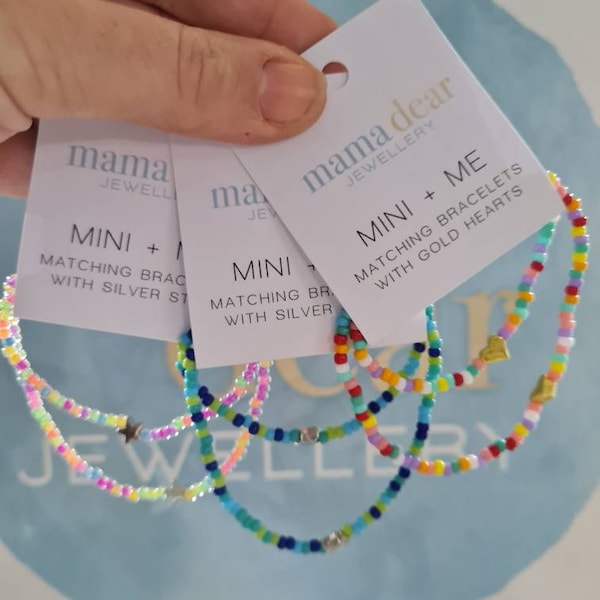 Mini and Me Matching Bracelets - Mummy and Me Bracelet Set, Mother and Daughter, Mother and Son Twinning. Mother's Day gift. Stocking filler
