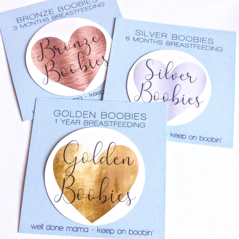 Breastfeeding Milestone Magnets Bronze, Silver, Gold Boobies and more, First Feed to 5 Years, Breastfeeding Award Gift Keepsake image 1