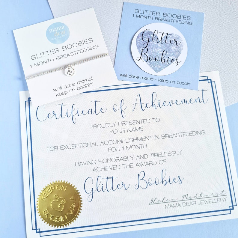 Personalised Boobies Milestone Certificate Breastfeeding Milestone Gift, Personalise with Mum/Mom's Name, Choose Your Award image 6