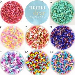 1. Turquoise. 2. Warm reds. 3. Spring greens. 4. Baby pinks. 5. Dark black. 6. Neon. 7. Pinks, gold, white. 8. Purple. 9. Bright pastels. 10.Deep blues. 11. Cupcake pastels. 12.Bright mix. 13. Pastels. 14. diamond mix