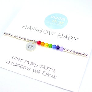 Rainbow Baby Silver Bracelet - remembrance bracelet, gift for new mum after miscarriage, stillbirth, baby loss, child loss