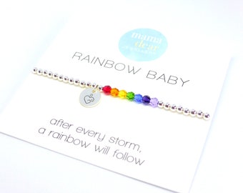Rainbow Baby Silver Bracelet - remembrance bracelet, gift for new mum after miscarriage, stillbirth, baby loss, child loss