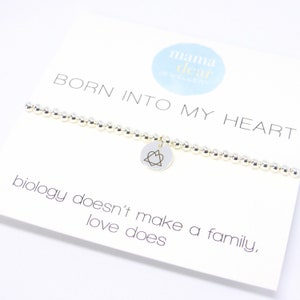 Born Into My Heart Silver Bracelet - Adoption Charity Bracelet for Adoptive Mums