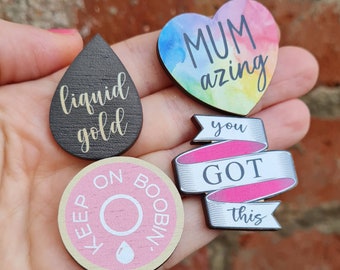 Breastfeeding Pin Badge - You Got This Mama! Wooden Badge - Gift for Breastfeeding Mum - Liquid Gold. Amazing Mum. Keep On Boobin.