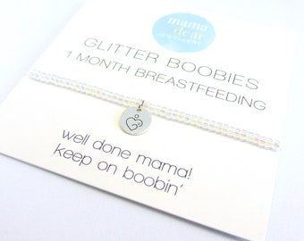 Glitter Boobies 1 Month Breastfeeding Bracelet, 4 Weeks Milestone Award  Gift, Glitter Boobs