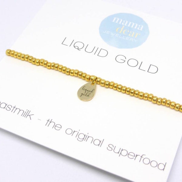 Liquid Gold Bracelet, Breastmilk - the original superfood, Breastfeeding Milestone Award, First Feed Gift