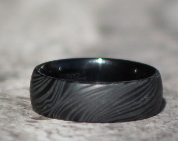 Mens Wedding Ring - Damascus - Black