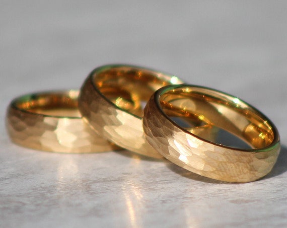 Hammered Gold Anniversary Rings