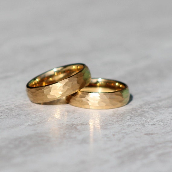 Gold Wedding Rings, Couples Set (Buy Separate) 18k Gold Wedding Ring Personalized Interior Engraving 4mm 6mm 8mm Wedding Anniversary
