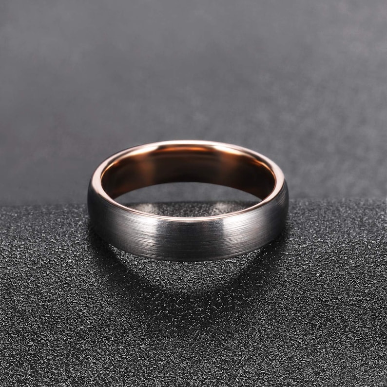 Wedding Ring Rose Gold Tungsten Man Ring Anniversary Ring Ring for Man Engagement Ring Brushed Silver Wedding Band Tungsten Ring Man