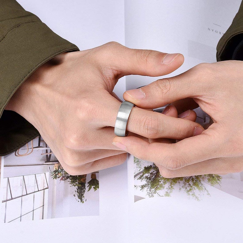 Oak Whiskey Barrel Liner W/ Domed Brushed Silver Tungsten Etsy