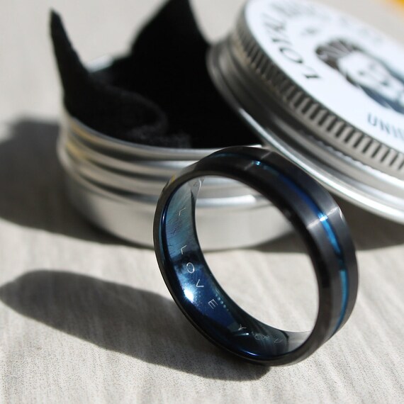 COUPLES RING SETS, Black & Blue Rings, 4mm, 6mm, 8mm, 10mm, His and Her Rings, Couples Bands, Commitment Rings, Wedding Rings, Anniversary