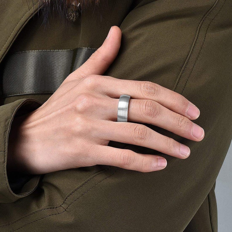 Oak Whiskey Barrel Liner W/ Domed Brushed Silver Tungsten Etsy