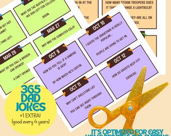 2026 Papa Scherzkalender, 365 druckbare Witze (Digitaler Download)