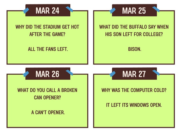 2026 Dad Joke Calendar, 365 Printable Jokes (digital Download) - Etsy