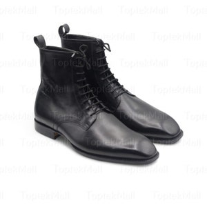 Handmade men black and red ankle Brogue boots, formal lace up office dress boots mens