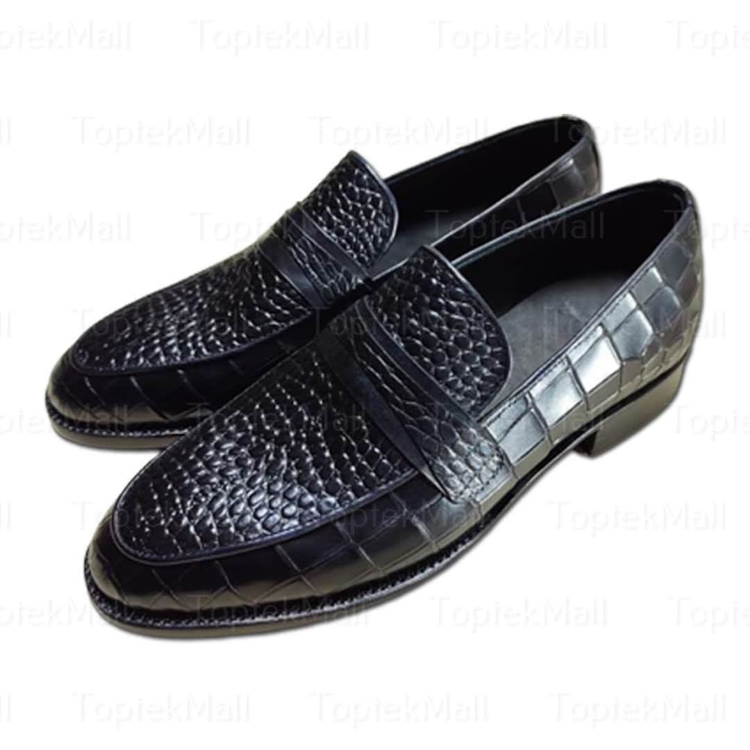 Men'S Handmade White Vestigium Genuine Sharkskin Stylish Dress Loafer Full Leather Lining