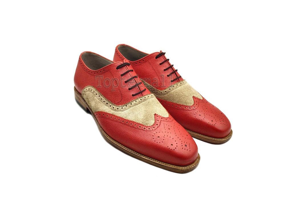 Red Wingtip Boots - Etsy