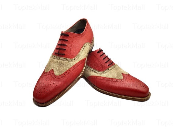 Elegant Red Leather Men\'s Shoes Oswin Hyde: William Cherry Red Leather Toe Cap Oxford Shoes main image 4