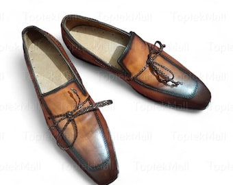 Handgefertigte Herren-Leder-braune stilvolle Designer-Kleid-formelle Loafer-elegante Slip-Ons-Schuhe-109