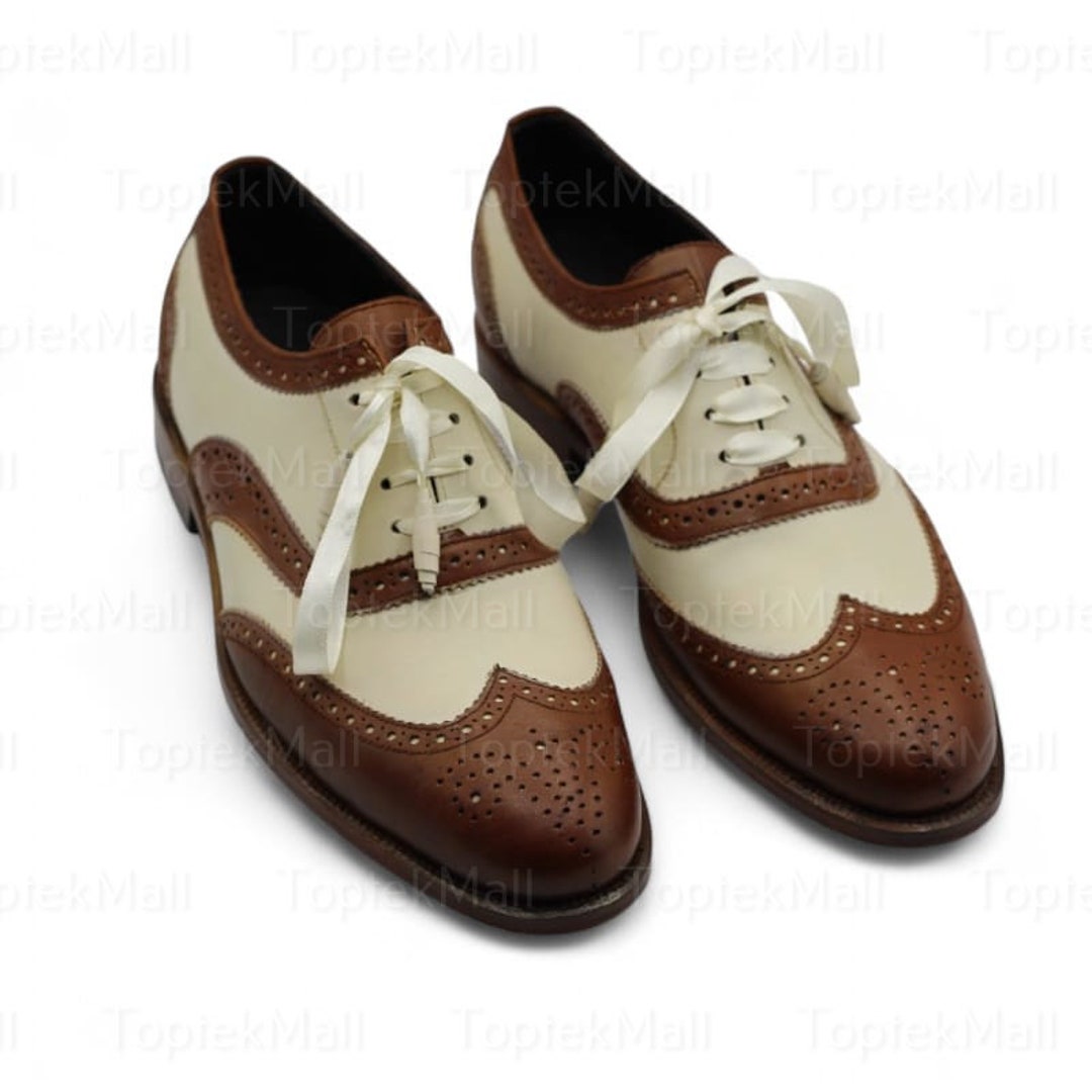 Elegant Brown and Cream Men\'s Dress Shoes World main image 2