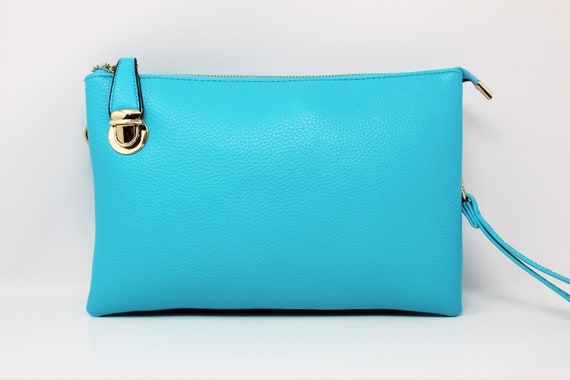 sky blue clutch bag